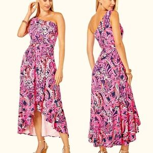 Lilly Pulitzer Pink Asymmetrical One-Shoulder Sundress
